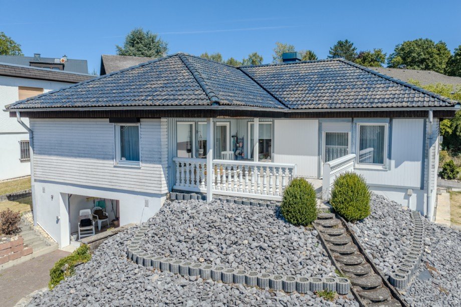 Blick auf die Terrasse Einfamilienhaus Leun