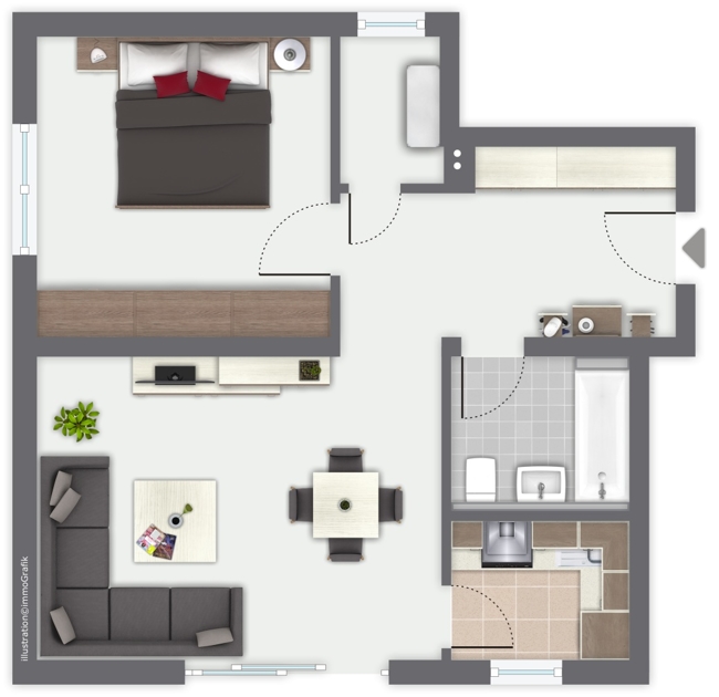 Grundriss_UG_moebliert Wohnung Solms